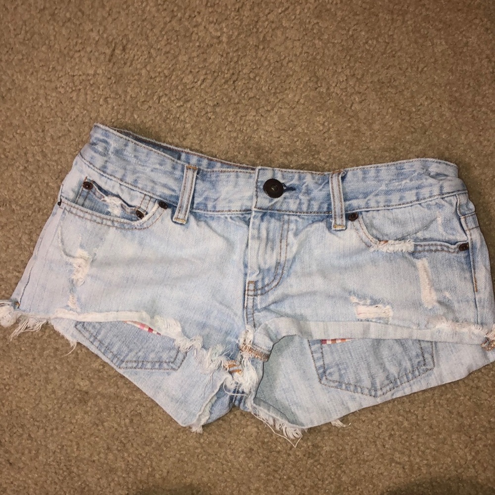 Light wash jean shorts